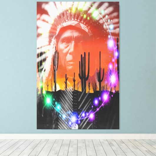 Indianeramerikanischer Ghost-Tanz Leinwanddruck (Insitu (Holzboden))