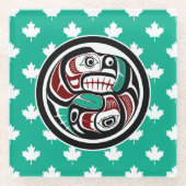 Indianeramerikanischer Roter Schwarz-weiß Haida Ot Glasuntersetzer (Vorderseite)