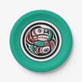 Indianeramerikanischer Roter Schwarz-weiß Haida Ot Pappteller (Vorderseite)