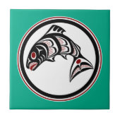 Indianeramerikanischer Roter Schwarz-weiß Haida Sa Fliese (Vorderseite)