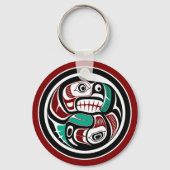 Indianeramerikanischer Roter Schwarzer Grafischer  Schlüsselanhänger (Vorderseite)