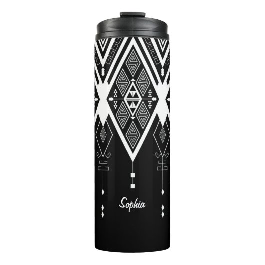 Indianeramerikanisches Schwarz-Weiß-Zoll Thermosbecher (Vorderseite)