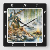 Indianerberuf: Präsenz des Waldbodens Tiger Quadratische Wanduhr (Vorderseite)