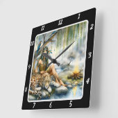 Indianerberuf: Präsenz des Waldbodens Tiger Quadratische Wanduhr (Winkel)