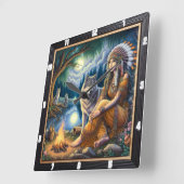 Indianerblut: Teichlilien-Morgenlicht Quadratische Wanduhr (Winkel)