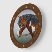 Indianerbucht Pinto Horse Brown Große Wanduhr (Winkel)