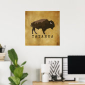 Indianerbüffalo | Bison | Zeichnend Tatanka Poster (Heimbüro)
