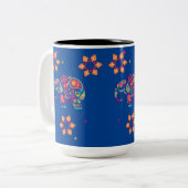 Indianerelefant Diwali mandala Zweifarbige Tasse (Vorderseite Links)
