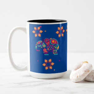 Indianerelefant Diwali mandala Zweifarbige Tasse
