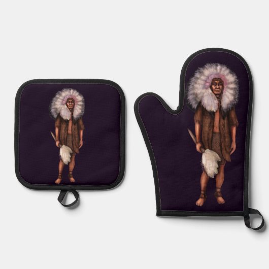 Indianererbe Ofenhandschuh & Topflappen-Set (Vorderseite)