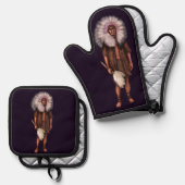 Indianererbe Ofenhandschuh & Topflappen-Set (Vorderseite/Rückseite)