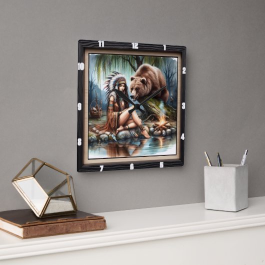 Indianererbe Quadratische Wanduhr (Büro)