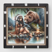 Indianererbe Quadratische Wanduhr (Vorderseite)