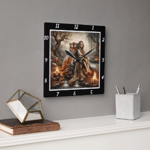 Indianererwachung: Das Licht des Tigerwaldes Quadratische Wanduhr