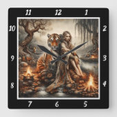 Indianererwachung: Das Licht des Tigerwaldes Quadratische Wanduhr (Vorderseite)