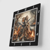 Indianererwachung: Das Licht des Tigerwaldes Quadratische Wanduhr (Winkel)