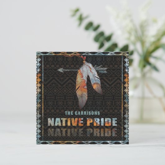 Indianerfeather Retro-Arrow Einladung (Stehend Vorderseite)