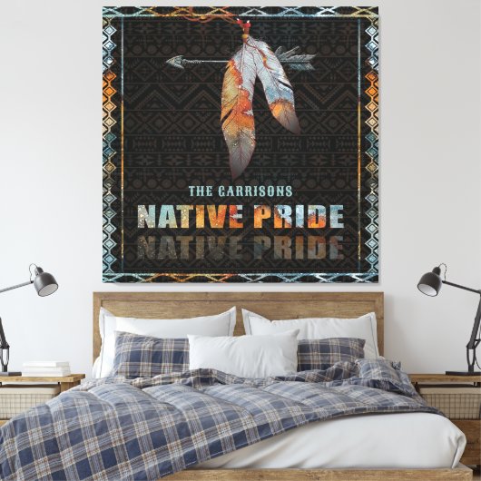 Indianerfeather Retro-Arrow Leinwanddruck (Insitu (Schlafzimmer))