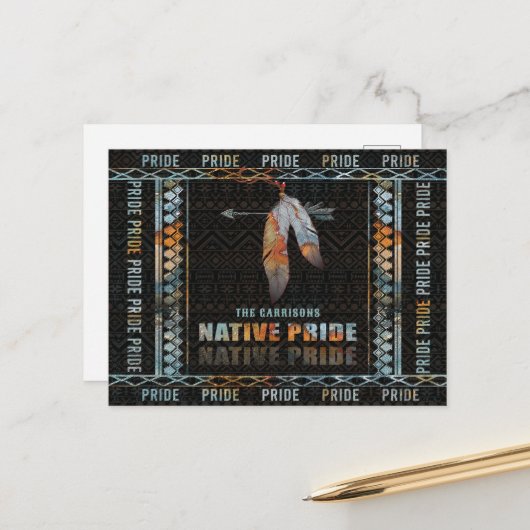 Indianerfeather Retro Arrow Pos Postkarte (Vorderseite/Rückseite Beispiel)