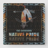 Indianerfeather Retro-Arrow Quadratische Wanduhr (Vorderseite)