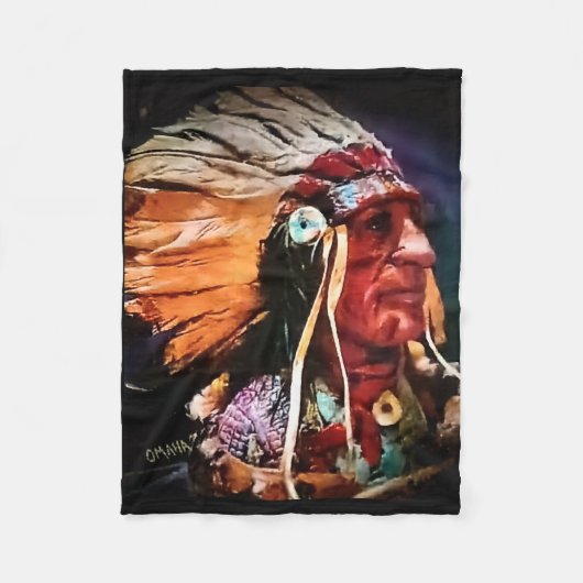 Indianerhäuptling Felldecke Fleecedecke (Vorderseite)