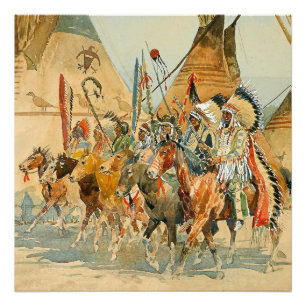 Indianerhäuptlinge mit Standarten von Edward Borei Fotodruck