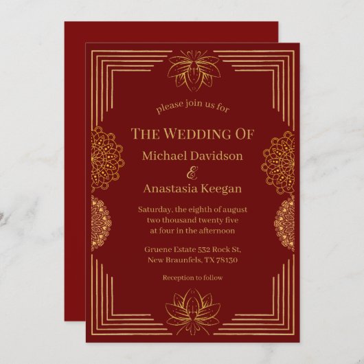 Indianerhochzeit Einladung (Vorne/Hinten)