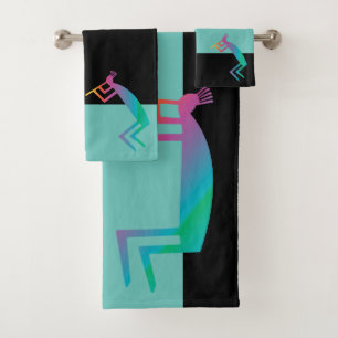 Indianerin Abstrakt Kokopelli Badhandtuch Set