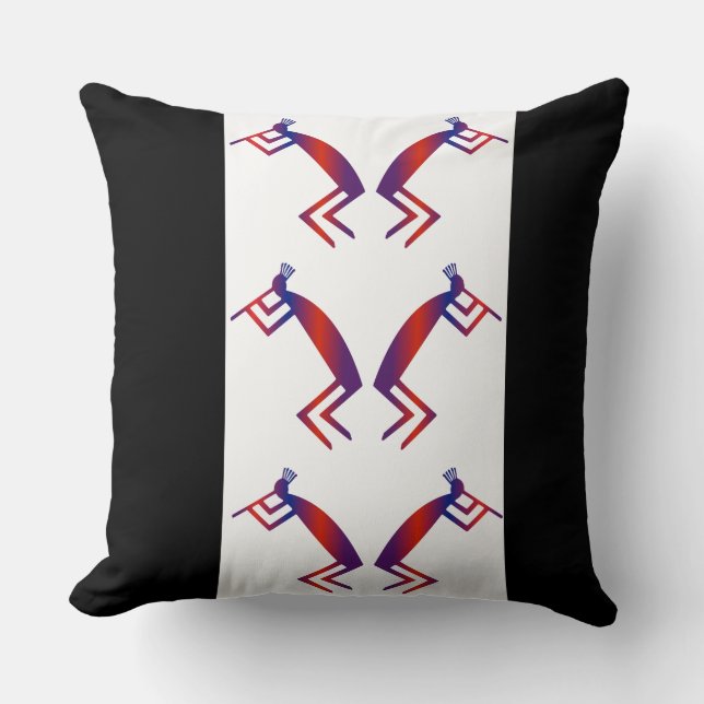 Indianerin Abstrakt Kokopelli Throw Kissen (Vorderseite)