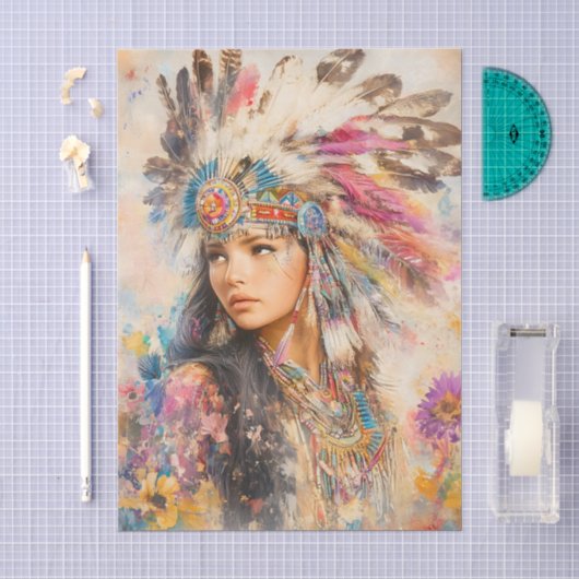 Indianerin-Decoupage Seidenpapier (Handwerk)