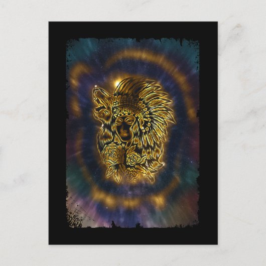 Indianerin Galaxy Howling Wolf Postkarte (Vorderseite)