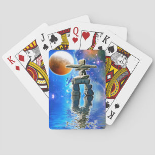 Indianerin Inuit Eskimo Inukshuk Spielkarten