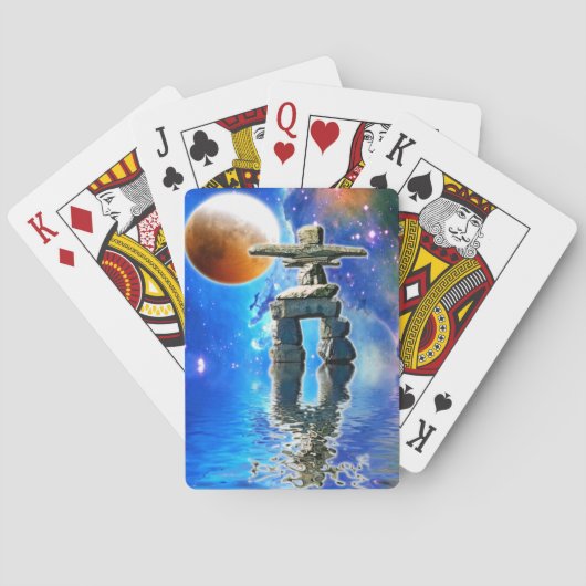 Indianerin Inuit Eskimo Inukshuk Spielkarten (Rückseite)