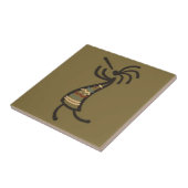 Indianerin Kokopelli Dancer Brown Green Fliese (Seite)