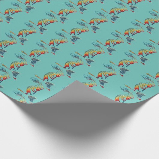 Indianerin Kokopelli mit zwei Federn 1 Geschenkpapier (Ecke)