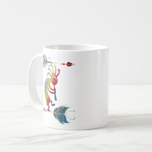 Indianerin Kokopelli mit zwei Federn 1 Kaffeetasse (Vorderseite Links)