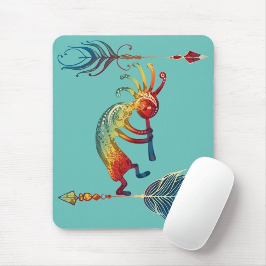 Indianerin Kokopelli mit zwei Federn 1 Mousepad (Mit Mouse)