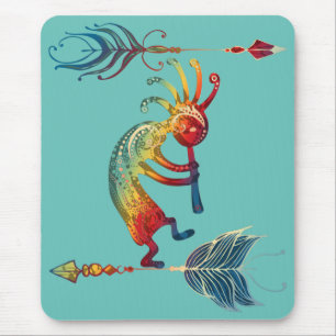 Indianerin Kokopelli mit zwei Federn 1 Mousepad