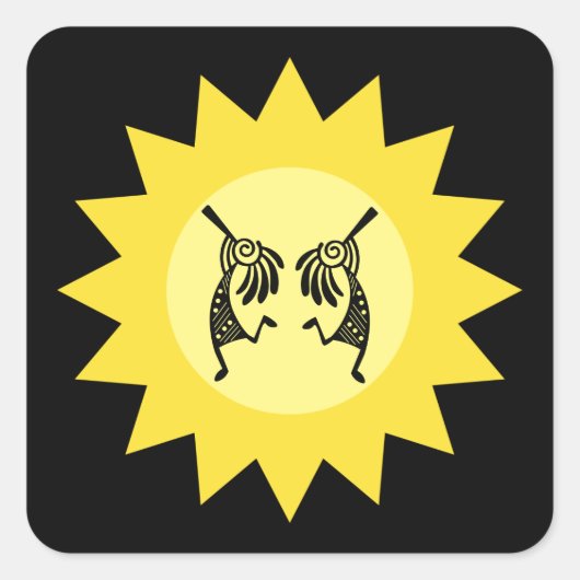 Indianerin Kokopelli Sun Southwestern Quadratischer Aufkleber (Vorderseite)