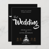 Indianerin Kokopelli Tipi Black Wedding Einladung (Vorne/Hinten)