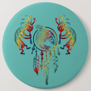 Indianerin Kokopelli Whale Dreamcatcher 1 Button