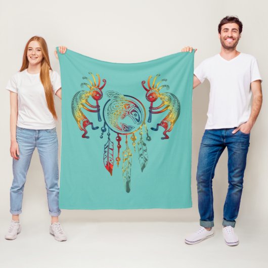 Indianerin Kokopelli Whale Dreamcatcher 1 Fleecedecke (Beispiel)
