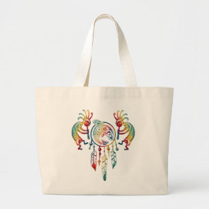 Indianerin Kokopelli Whale Dreamcatcher 1 Jumbo Stoffbeutel