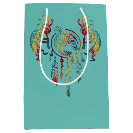 Indianerin Kokopelli Whale Dreamcatcher 1 Mittlere Geschenktüte (Vorderseite)