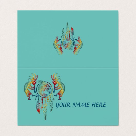 Indianerin Kokopelli Whale Dreamcatcher 1 Visitenkarten (Außenseite Aufgefaltet)