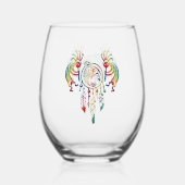 Indianerin Kokopelli Whale Dreamcatcher 1 Weinglas Ohne Stiel (Rückseite)
