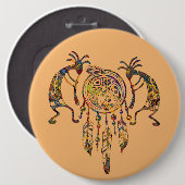 Indianerin Kokopelli Whale Dreamcatcher 2 Button (Vorne & Hinten)