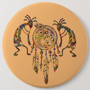 Indianerin Kokopelli Whale Dreamcatcher 2 Button