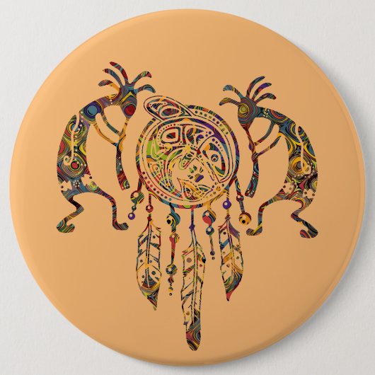 Indianerin Kokopelli Whale Dreamcatcher 2 Button (Vorderseite)