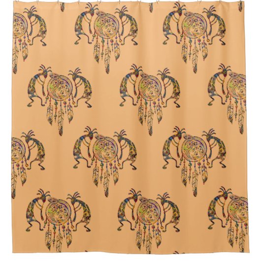 Indianerin Kokopelli Whale Dreamcatcher 2 Duschvorhang (Vorderseite)